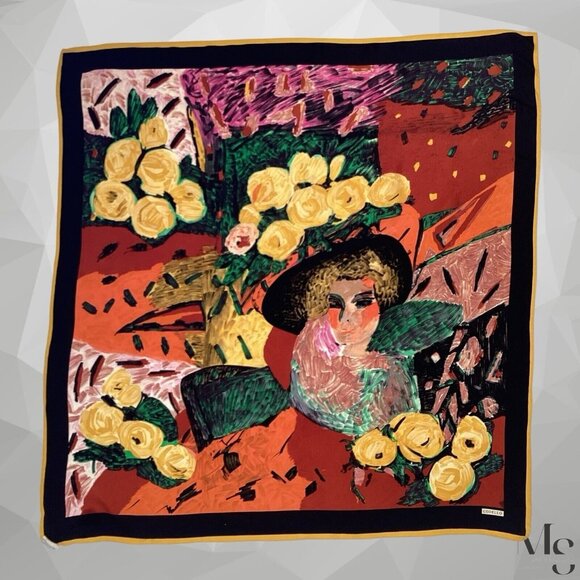 CODELLO Multicolor Art Print Silk Scarf 35.5" - 34´´ Good Condition - Picture 1 of 7
